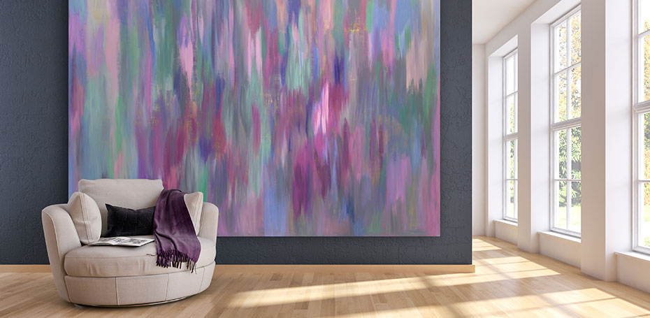 Rosefarben, Lilatöne, pastell buntes Acrylbild, 250 x 200 cm